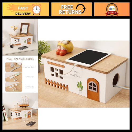 Wood cable management box - wood,