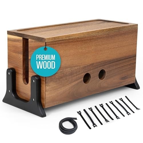 Cable management box wood - cable,